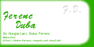 ferenc duba business card